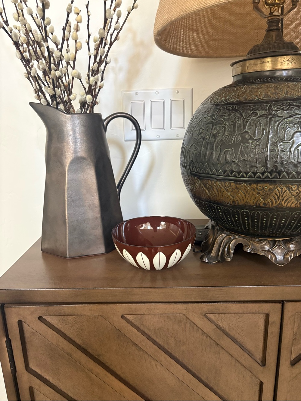Cathrine Holm of Norway Brown Lotus Edge Enamel Bowl
